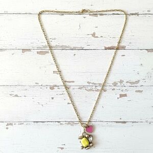 Chic Gold Plated Stainless Steel Paperclip Necklace with Neon Floral Pendant